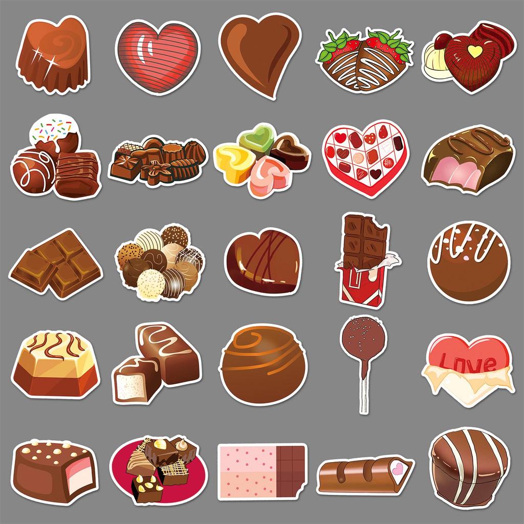 50 Cartoon Chocolate Stickers: Cute, Waterproof Graffiti for Children's Diaries, Suitcases, and Phone Cases