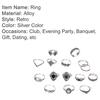 15Pcs/Set Women Hollow Lotus Sunflower Geometric Faux Gem Stacking Finger Ring