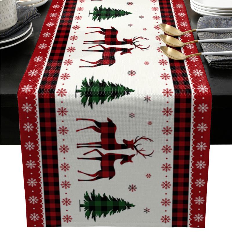 Christmas Flower Dining Table Table Banner Wedding Party Home Christmas Eve Decoration Table Cover Linen Festive Tablecloth