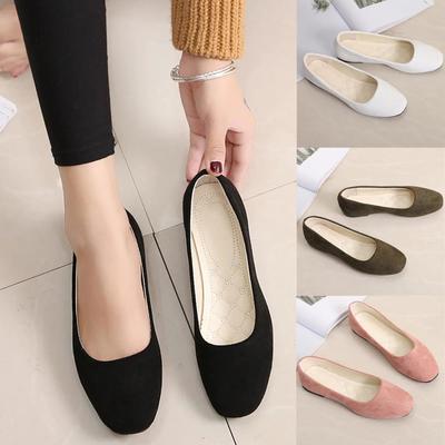 2025 Damen Wildleder Eckiger Flacher Absatz Flache Damenschuhe Frühling Sommer Eckige Zehenpartie Basic Prägnant Damen Pumps Größe 34-39