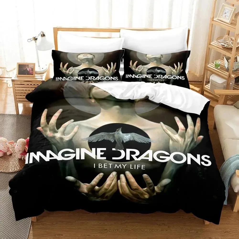 3D Print Imagine Dragons Album Cover Bedding Set Duvet Cover Bed Set Quilt Cover Pillowcase Comforter king Queen Size Boys Adult