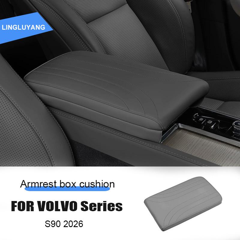 

For Volvo S90 modification 2026 armrest box protective cover leather central storage height pad interior accessories чорний