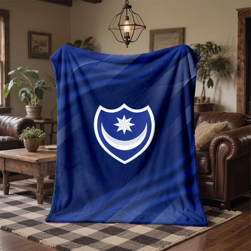Coperta in Pile a Tema Portsmouth FC Morbida e Accogliente Coperta di Peluche per Camera da Letto Divano Viaggio