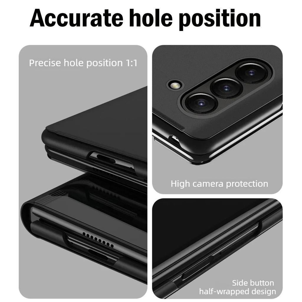 Špičkové kožené flipové pouzdro pro Samsung Galaxy Z Fold 7 6 5 4 3 5G Pokovené zrcátko Smart View Business Ochranný kryt proti pádu