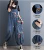Mouhoukyo Denim Cute Floral Loose Size Women's Overalls, Jumpsuit, Wide-leg Pants, Print, Casual, Fit, Flattering, Spring/Autumn (Color shown, M)