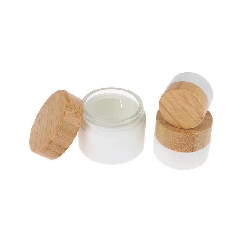 Mini Glass Jar Cosmetics Subpackage Filling Wood Cap Bottle Face Cream Lipstick Storage Container Frosting Refillable 5g-200g