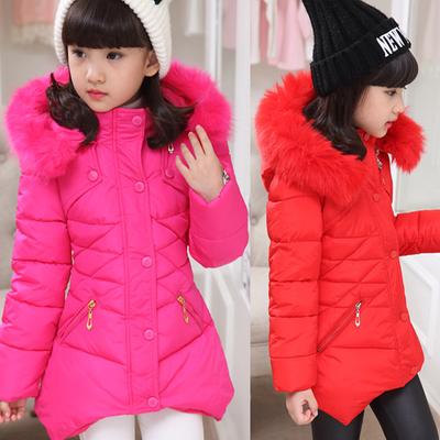 Kids Girls Cotton Jacket Winter Jacket for Girls Fur Coat Baby Warm Hooded Outerwear Coat Girls Clothing Children Soild Down Coats