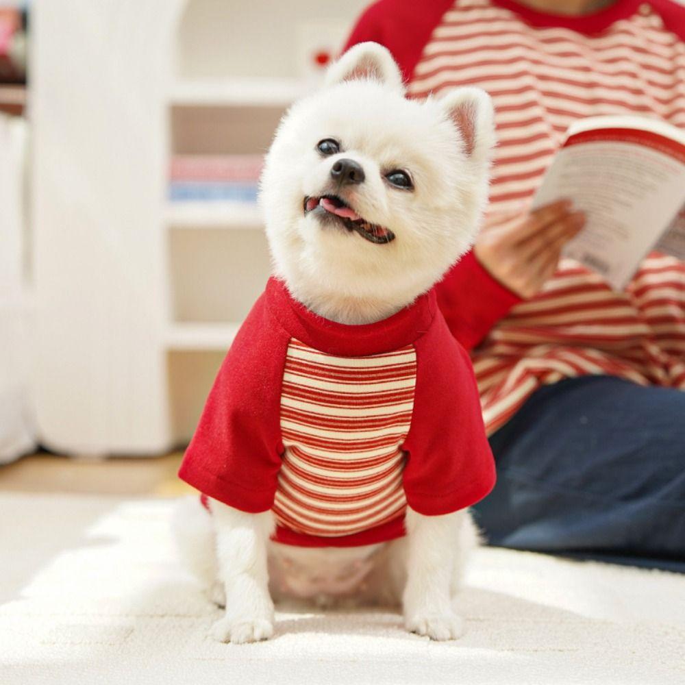 Comfortable Striped Pet Clothes Colorful Dog Base Coat Fashion Dog Pullover  Going Out