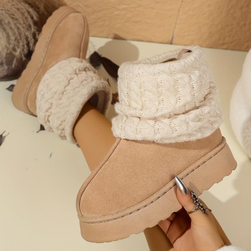 Cizme de damă confortabile slip-on până la jumătatea gambei cu talpă groasă cu platformă