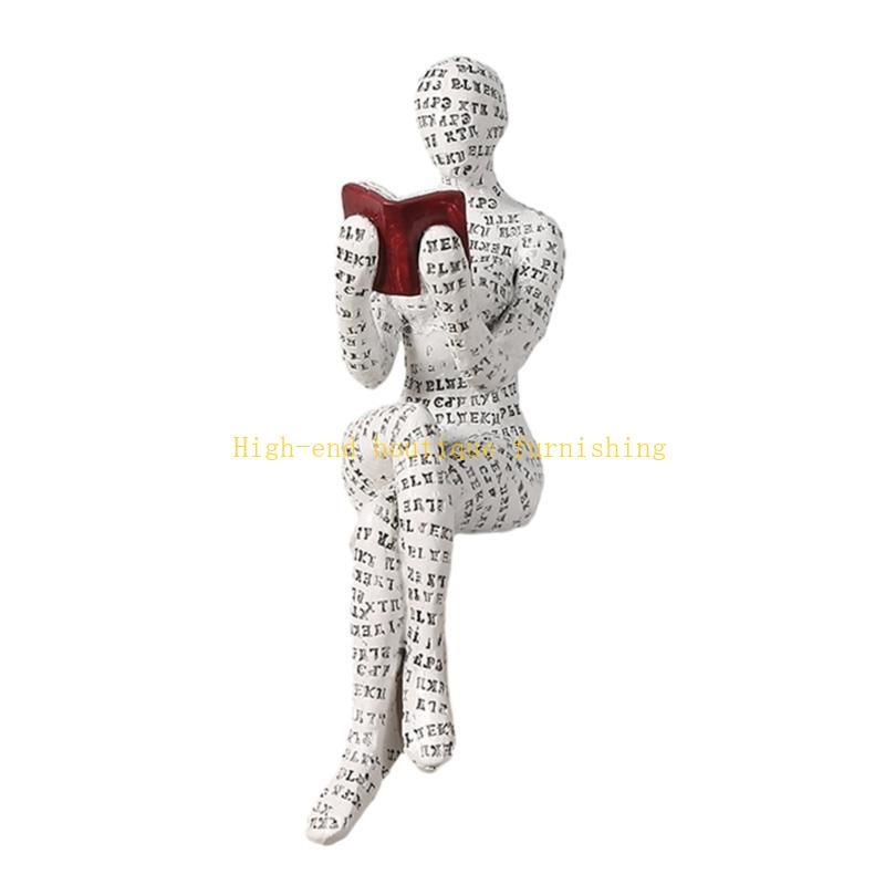 Stylish Resin Sculpture Artistic Resin Figurine Depicting the of Reading