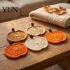 Easy to Clean Table Mats Handmade Crochet Pumpkin Coasters, Soft Polyester Coffee Mats, Cushion Autumn Themed Farmhouse Dining Accessories for Kitchen