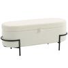 Storage Bench, Boucle Fabric, Lift-Up Lid, Steel Legs, Cream