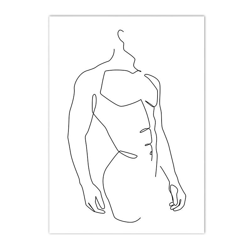 

Абстракция Мужское тело Холст Плакат Мужской рисунок линии Печать Живопись Обнаженные фигуры Настенное искусство Плакаты Минималистская картина Декор спальни 21*30cm No Frame