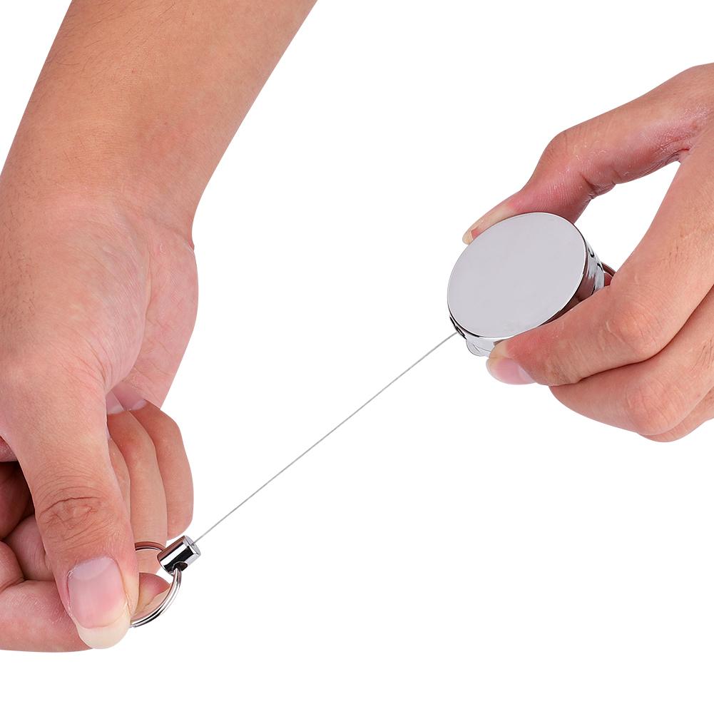 4cm Teleskopischer Stahlseil Schlüsselanhänger Diebstahlschutz Verlustschutz Schlüsselring Camping Werkzeuge Karabiner