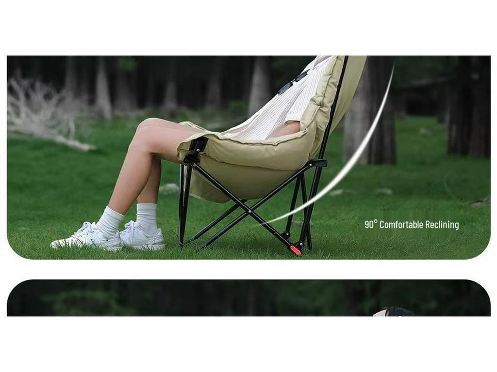 Adjustable Cotton Padded Folding Moon Chair for Autumn and Winter