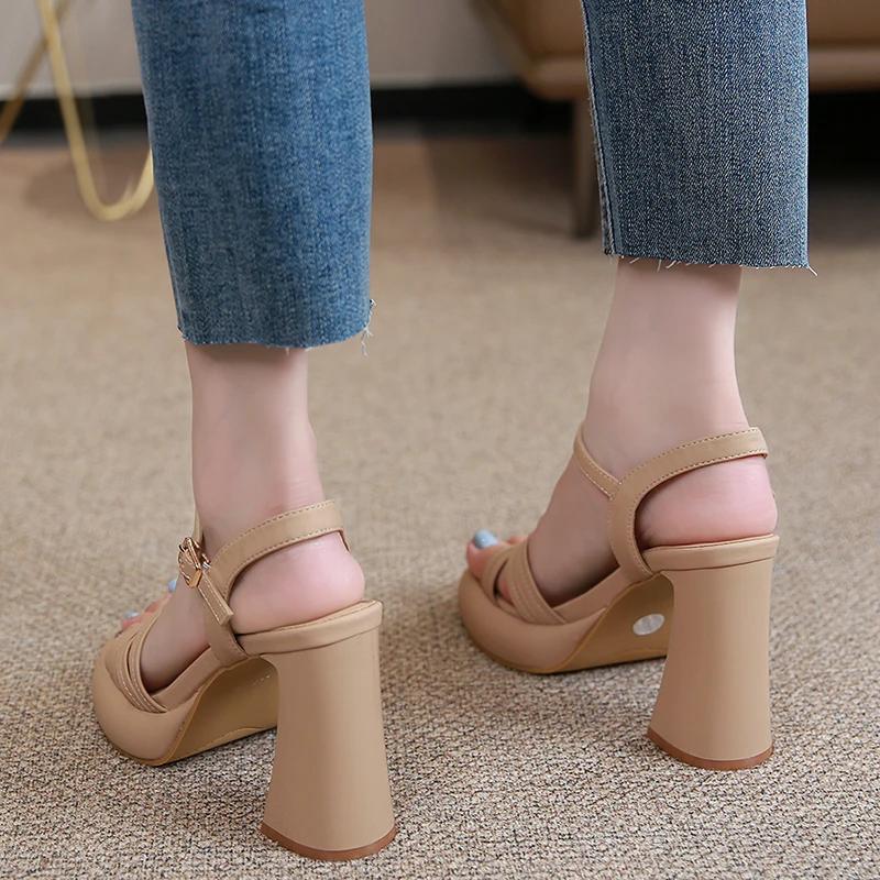 Designer Summer Open Toe Women Sandals Fashion Platform Thick High Heel Outdoor Dress Sandal Women's Shoes