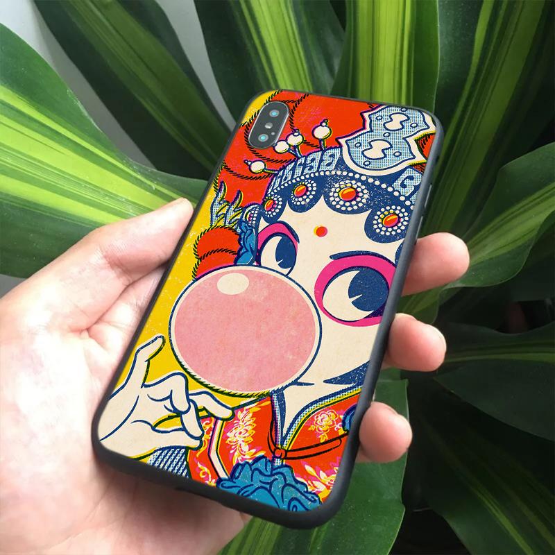Funny Peking Opera Girl Phone Case For Apple Iphone 13 12 Mini 11 Pro Max Luxury Mobile Shell X XR 7 8 6 Plus SE XS 5 Hard Cover