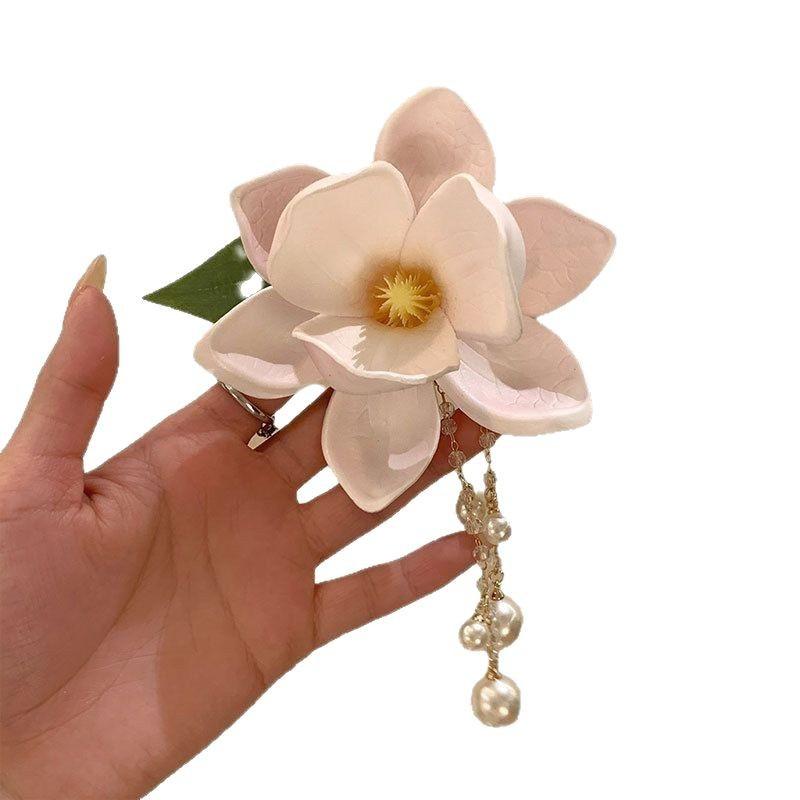 1pc Under the Moon Flower Dai Super Fairy Sweet Hair Clip Pink Magnolia Hair Clip Atmosphere Headwear New Grab Clip