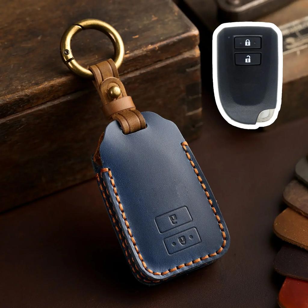 Leather Cover Shell Holder Set for Toyota Yaris HAIs 2020 Hiace 200 2/3 Buttons Smart Remote Car Key Case Keychian Accessories
