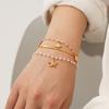 Ozean Elemente Edelstahl Armband Set Schmuck Muschel Seestern Anhänger Perlenkette Schlangen Kette Dreiteiliges Set