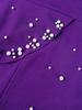 Beaded V-neck Waist-Cinched Long-Sleeve Banquet Midi Dress