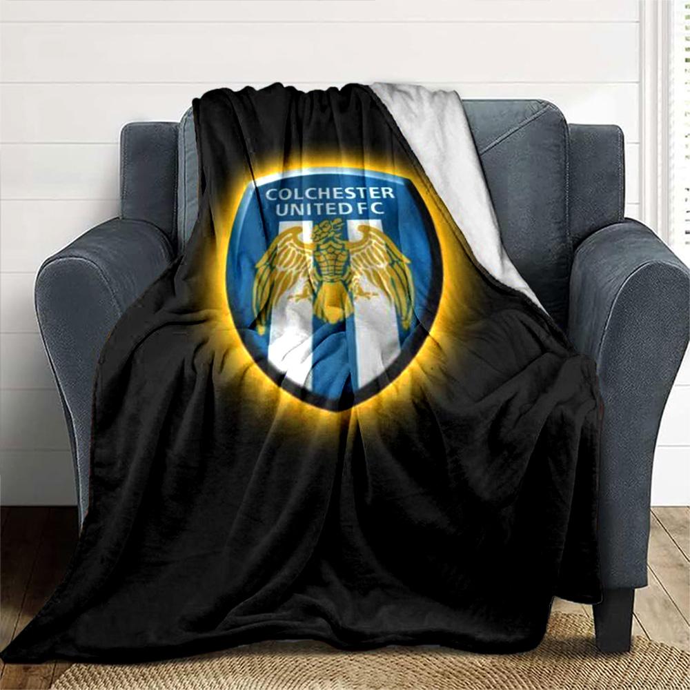 Colchester Utd FC Print Flannel Blanket High Quality Warm Comfortable Cover for All Seasons Perfect for Gifts Home Decor