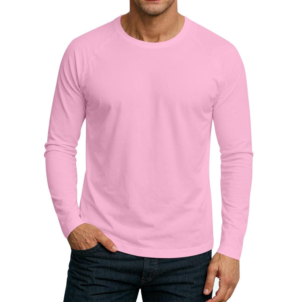Men's Round Neck Plunger Long Sleeve T-Shirt Top