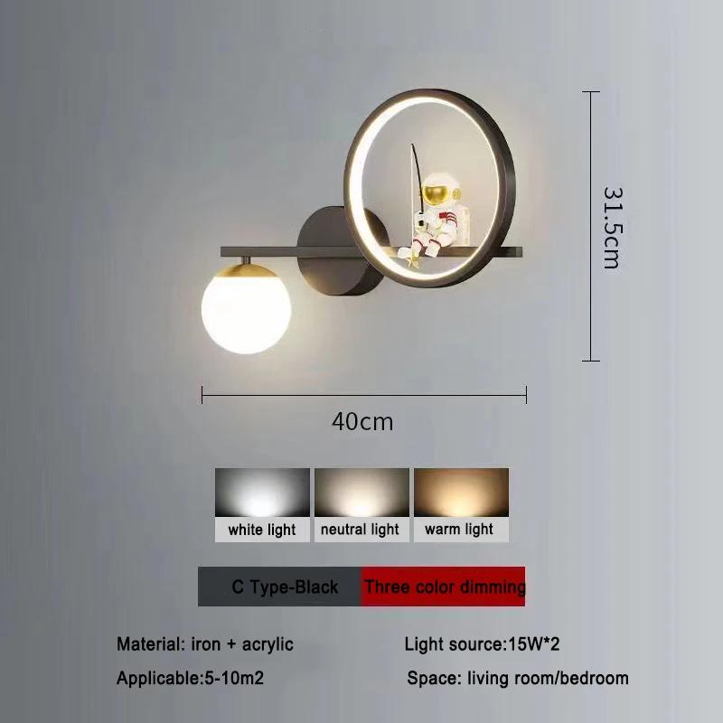 Modern Children Wall Lamp LED Star Projector Decorate Kids Wall Light Bedroom Space Creative Astronaut Sconces Indoor Lighting