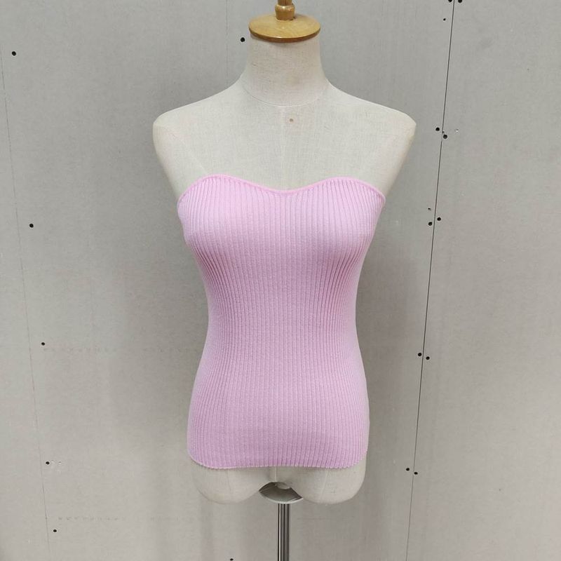 

Pullover Tube Top Sexy Silm Pure Color Knitwear Tank-Top Waistcoat Tops Women Vest Pink S