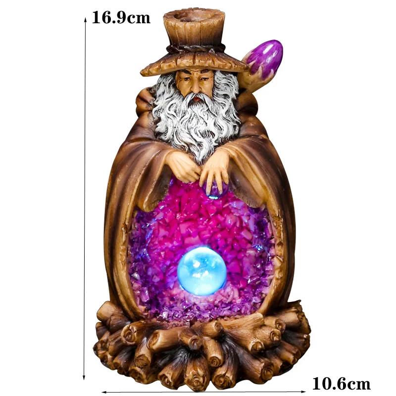 Creative Design Luminous Crystal Ball Magician Backflow Incense Burner With 20Pcs Incense Cones, Indoor Aromatherapy, Home Decor