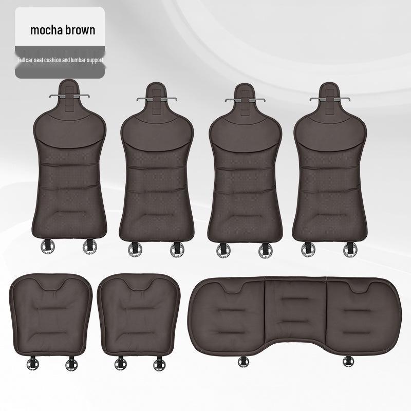 Universal Ventilated Car Seat Cushion for BMW, Mercedes-Benz & Xiaomi - Four Seasons, Lumbar Support, Rear Integrated, Single Driver Seat.