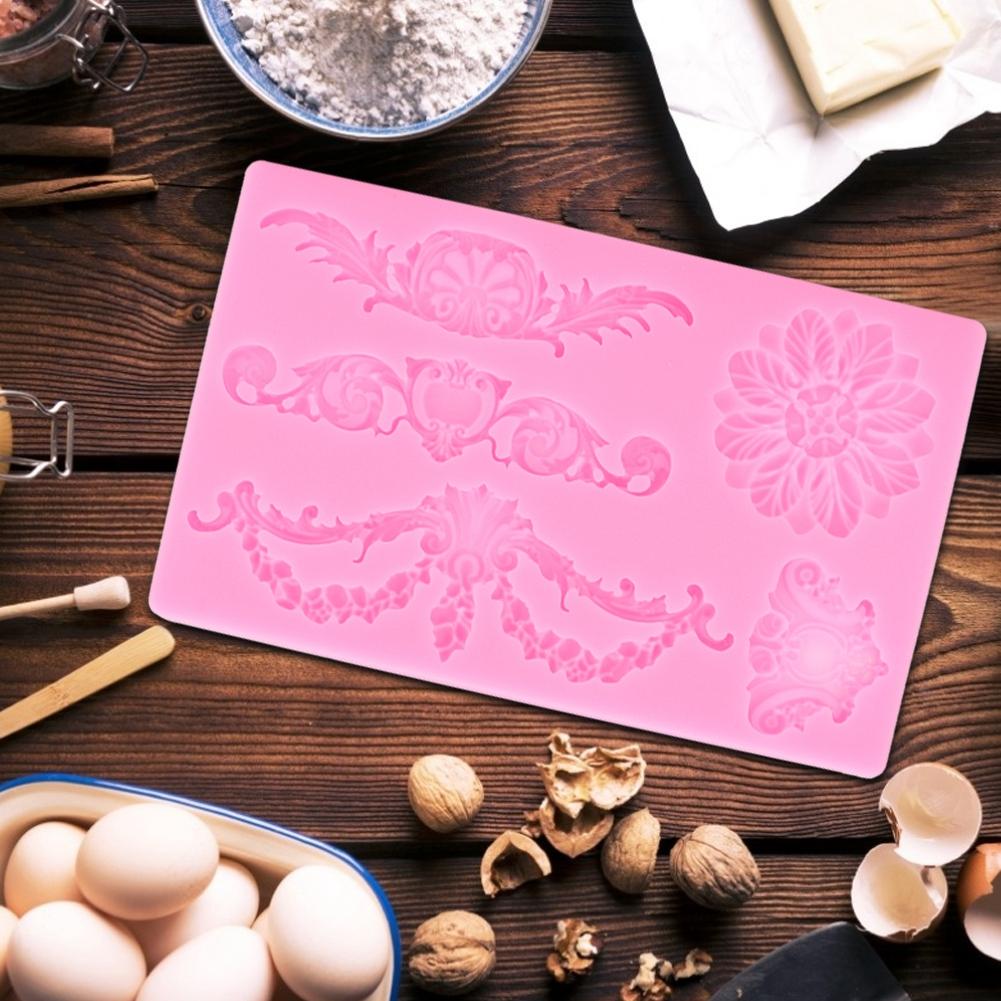 DIY Europäische geprägte Blume Silikonform Kuchen Fondant Keks Schokolade Form Dekorieren Backwerkzeug Rosa