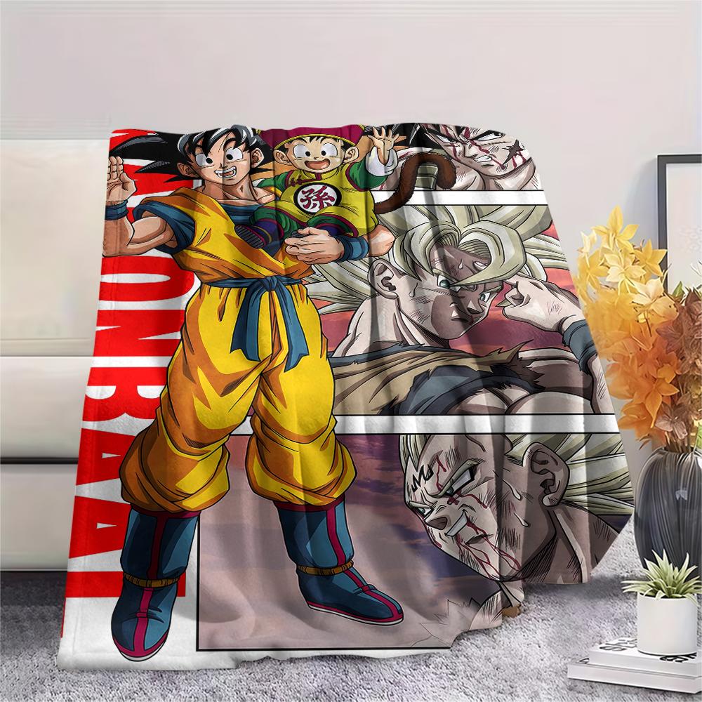 Dragon Ball Charaktere Druck Flanelldecke, Hohe Qualität, Bequem für Alle Jahreszeiten, Heimdekoration, Wärme und Komfort, Perfekt für Weihnachtsgeschenke