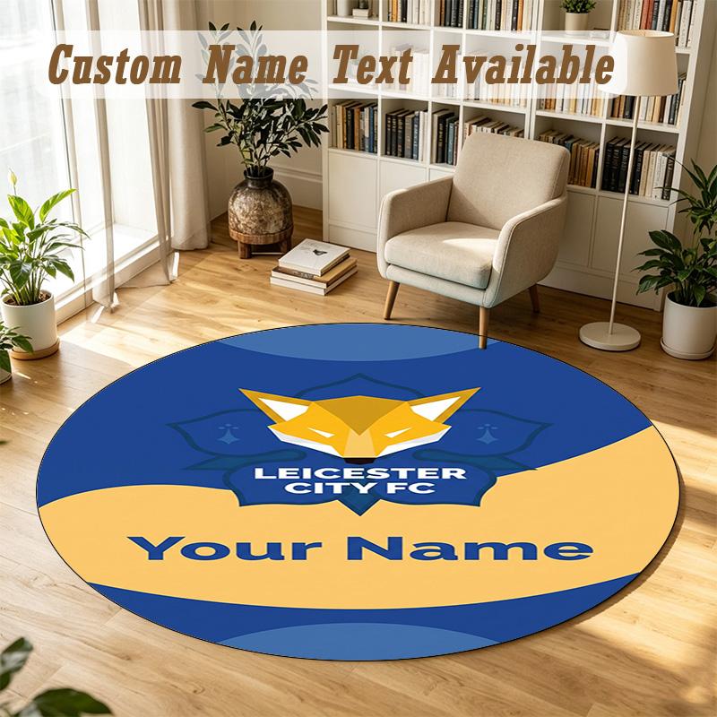 Round Rug Custom NameLeicester City Pattern Non Slip Carpet Home Floor Decor