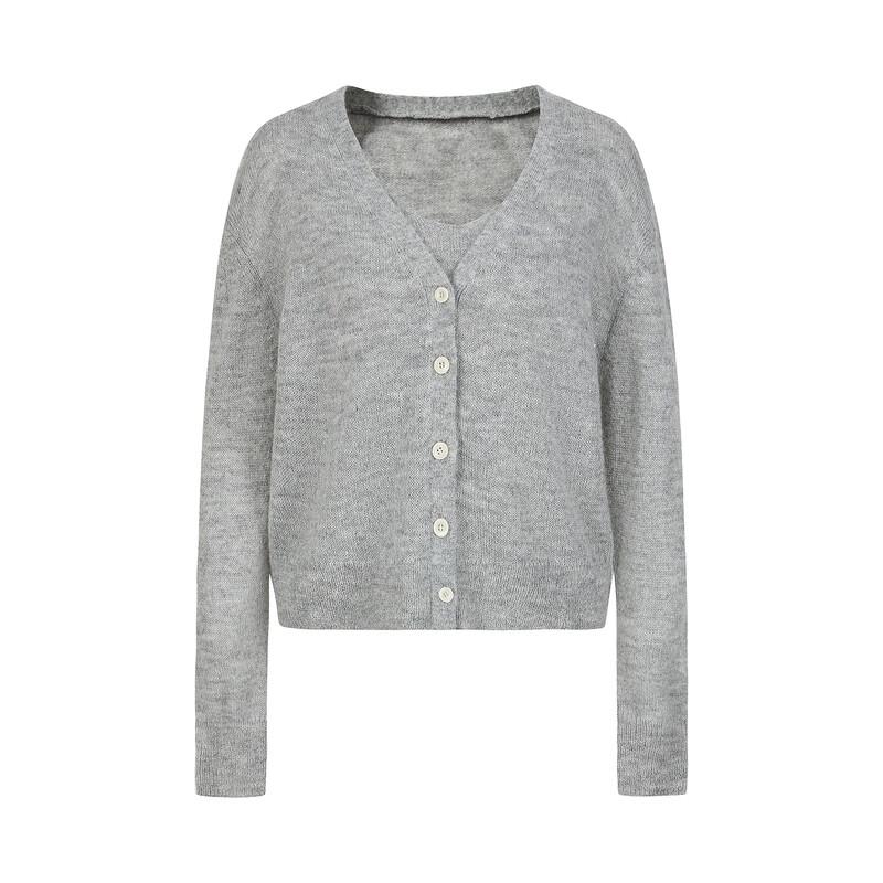 Anna Kou Women's Loose Knit Vest & Cardigan Set