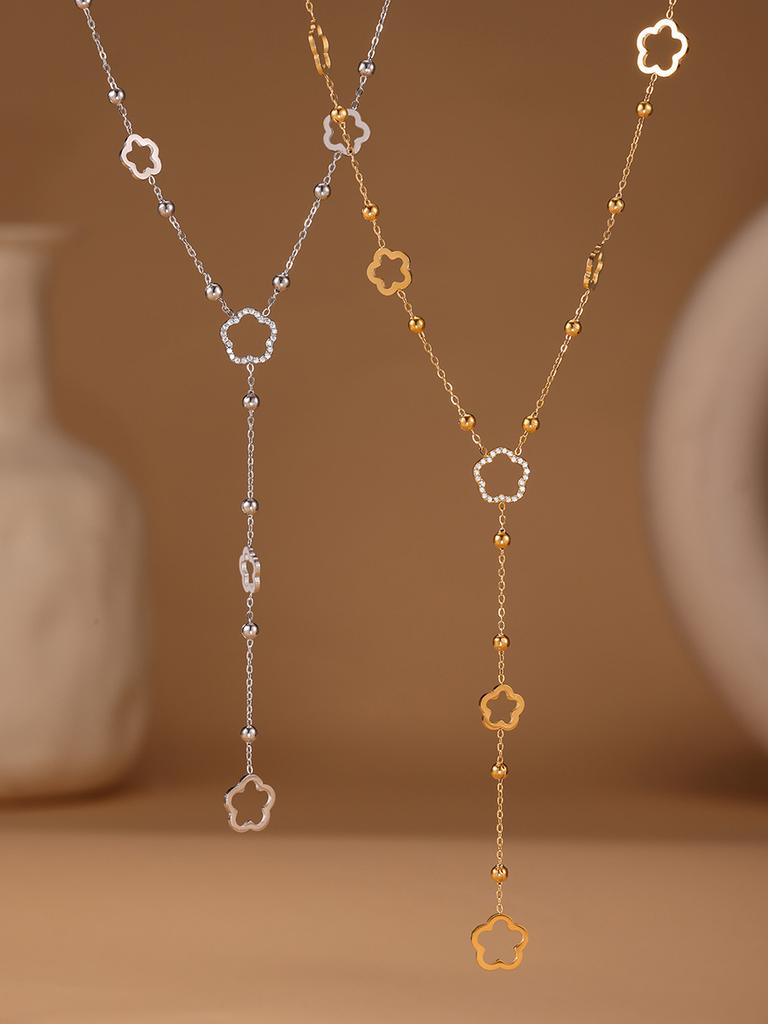 Premium Edelstahl Langes Halskettchen Trendiger Schweinenasen-Stil Y-Form Tropfen Anhänger Wasserdichte Halskette für Damen Mädchen Schmuck