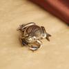 Solid Brass Vintage Frog Desktop Ornament Realistic Toad Topper Creative Wealth-Attracting Tea Pet Old Copperware Wholesale