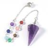 Natural Crystal Stone Bullet Pendulum Healing Crystal Stone Pendant Hang Decorations with Natural Stone 7 Chakra Crystal Beads