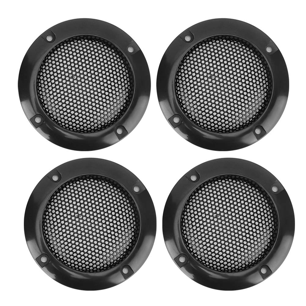 2" Metal Glossy Audio Speaker Cover, 4 Pcs Audio Speaker Grille Protective Decorative Audio Speaker Mesh Grille (Black)