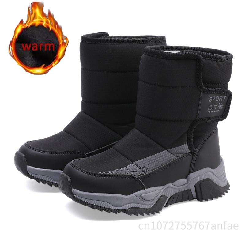 

Зимние детские теплые сноубутсы водонепроницаемые для мальчиков и девочек нескользящие кроссовки модные теплые детские ботильоны уличная обувь для хайкинга 31