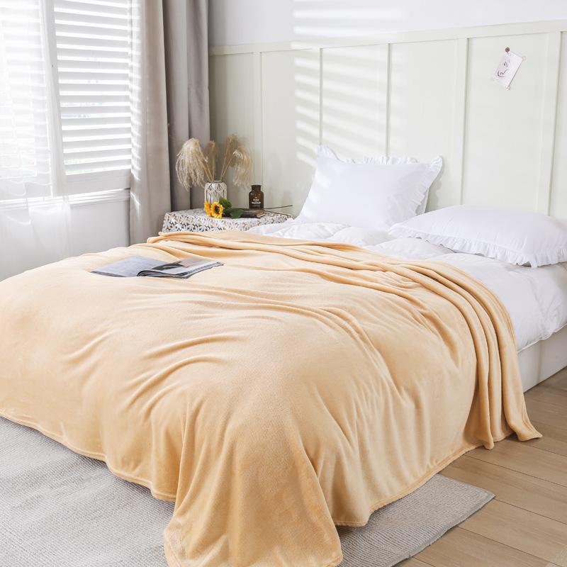 Solid Color Flannel Blanket Office Air Conditioning Soft Warm Imitation Mink Fur Throw Sofa Cover Bedspread Airplane Blankets
