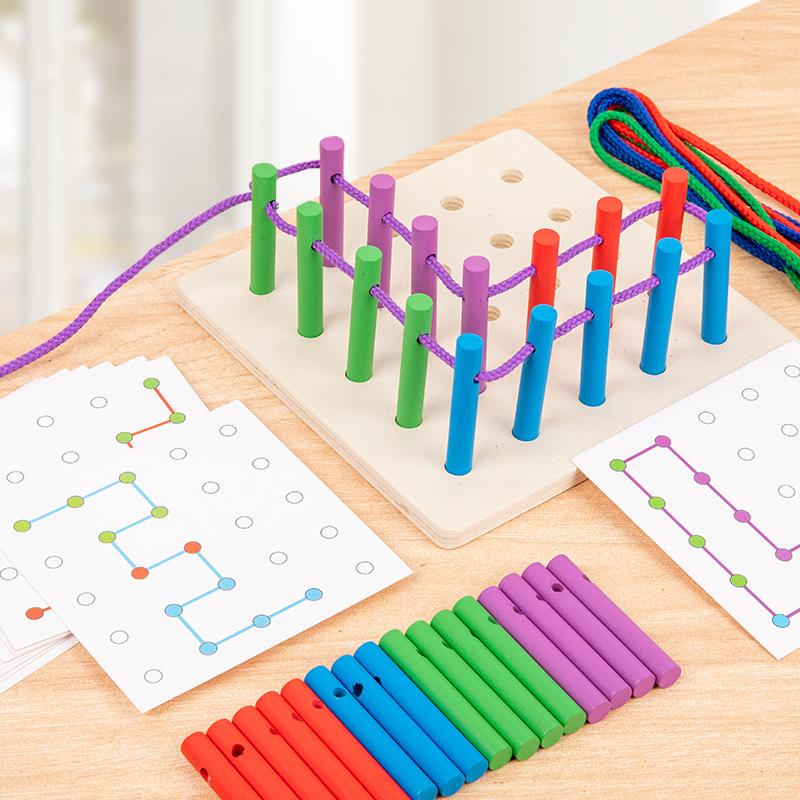 Holz-Lochplattenset zum Auffädeln - Geeignet für die Feinmotorik, das räumliche Vorstellungsvermögen und die Entwicklung kreativer Designs bei Kindern