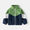 Boys Fleece Jacket Kids Colorblock Casual Top 2026 Stand Collar Zip Up Outerwear