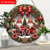 Wooden Christmas Sign with Gnome Pattern - Navidad Round Sign for Christmas Tree, Balcony, Decor - Ideal Christmas Gift