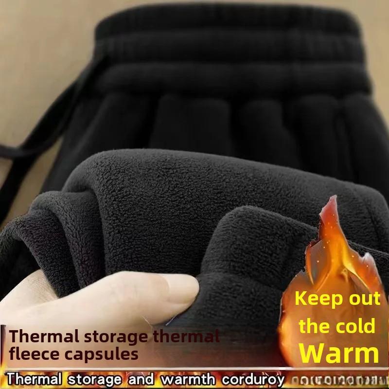 

Двусторонние флисовые брюки на молнии для мужчин, утолщенные зимние теплые спортивные штаны, повседневные брюки свободного кроя, верхняя одежда S чёрный