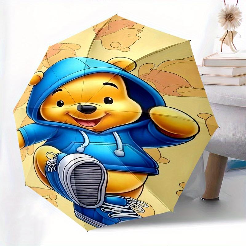 Winnie-the-Pooh,Hoodie Automatic Umbrella - Tri-fold Portable Umbrella, Best Holiday Gift for Men and Women, Durable Iron Frame, Playful Des