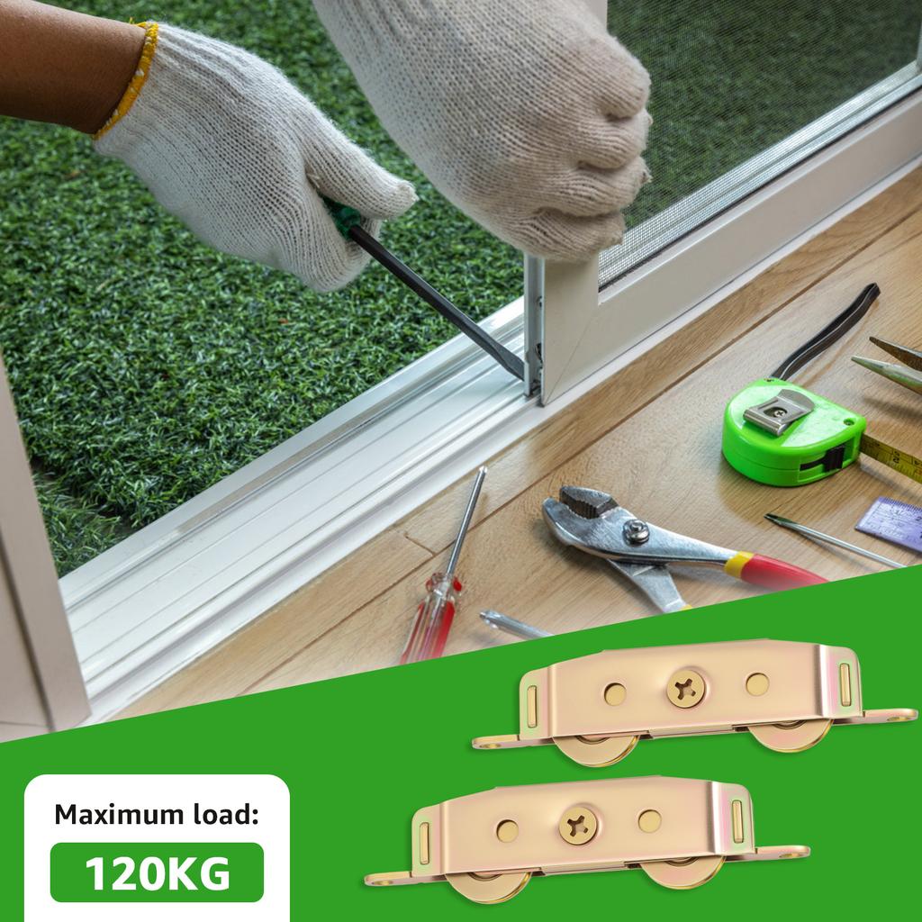 2Pcs Ball Bearing Sliding Glass Door Roller Replacement Total Load Bearing 120kg Patio Gate Rollers 1-1/4inch Sturdy Enduring