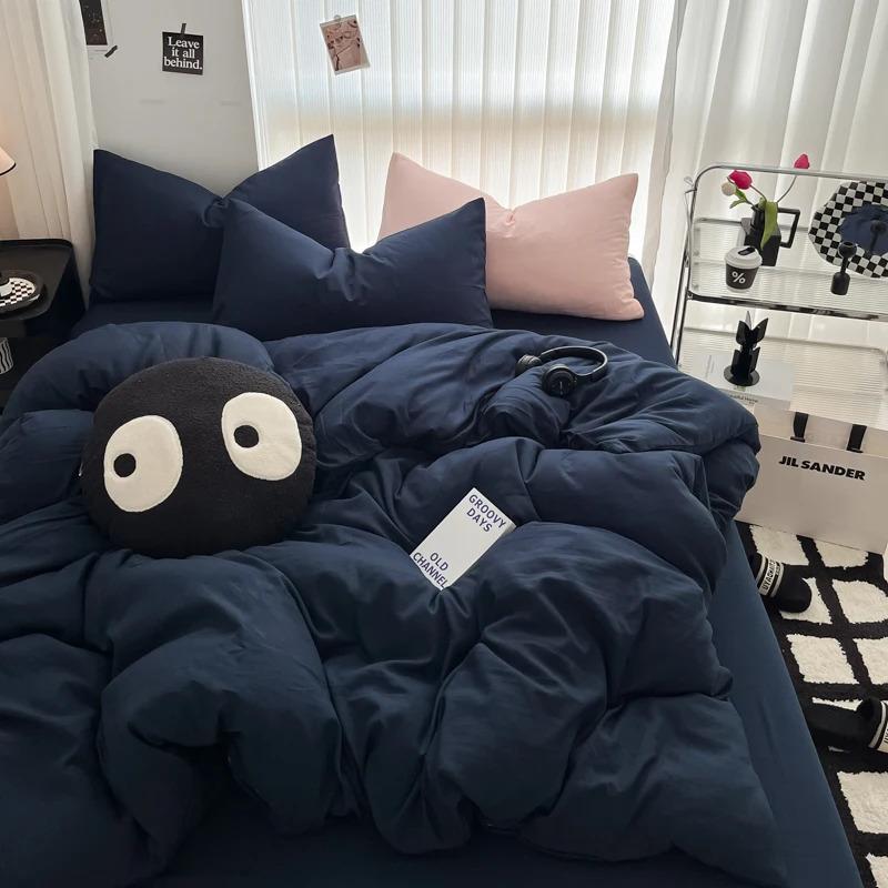 Pure Black Duvet Cover Microfiber Solid Color Bedding Set,3pcs Comforter Cover Home Bedroom Decor Quilt Cover with 2 Pillowcase