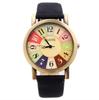 Classic Leather Watch With Wooden Grain Dial For Casual Women Men
