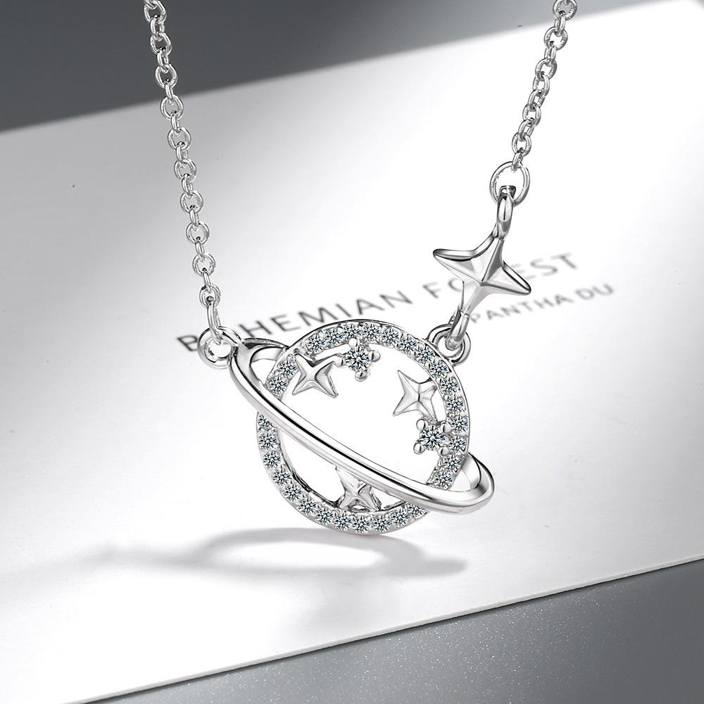 Planet Necklace Female Tide Simple Temperament Short Collarbone Chain Cold Wind Pendant Necklace Valentine's Day Gifts Romantic Accessories